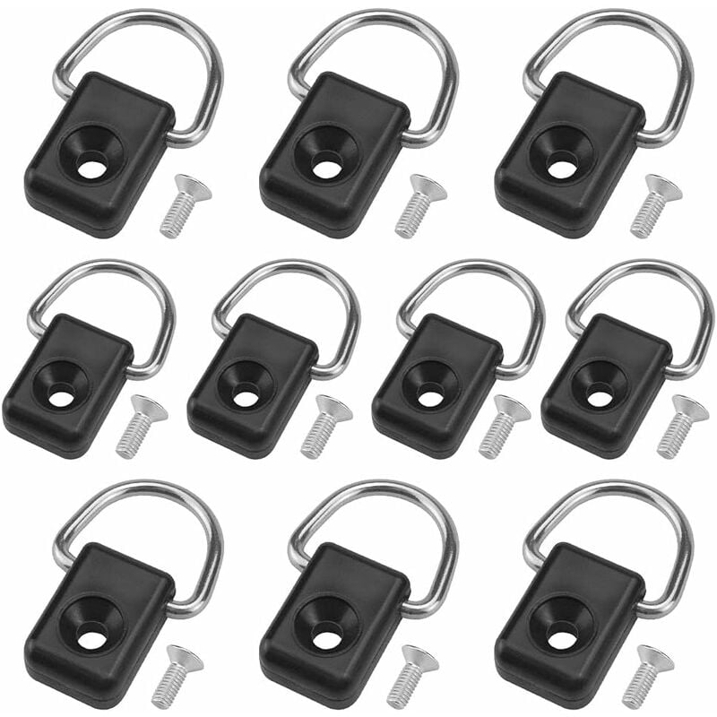 10 anillos para accesorios de barco, ganchos de amarre de acero inoxidable, anillos en D, anillos de amarre anticorrosión con tornillos M6, amarre de kayak, fijación de bucle en D para barco, canoa, kayak, remo