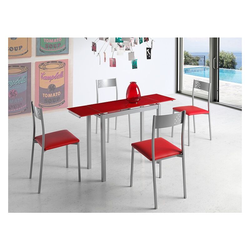 Conjunto de mesa extensible alas, sillas y taburetes de cocina