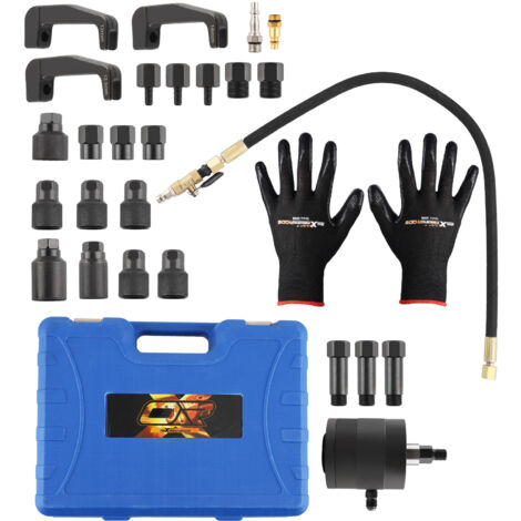 24-teiliges Pneumatisches Einspritzdüsen-Abzieher-Set – Diesel-Injektor-Extraktor Mit 19 Adaptern, Luftdruck 5–8 Bar Injektor Abzieher