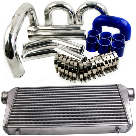 Silber Universal Ladeluftkühler 600x300x76mm + 3" 76mm Aluminium Piping Kit