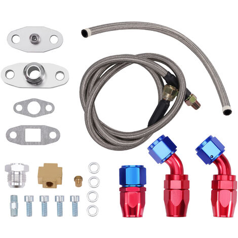 Universal Turbo Oil Feed + Ölrücklaufleitung Hose Kit For T3 T4 T70 T66 T04E DEl Rücklauf Leitung Adapter Set lrücklaufleitung Hose Kit for T3 T4 T04E T70 (1/5)