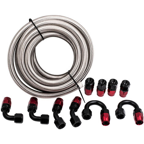 Universal Stainless Steel Nylon Braided Oil Fuel Hose Line Kit AN-10 AN-14 (1/5)