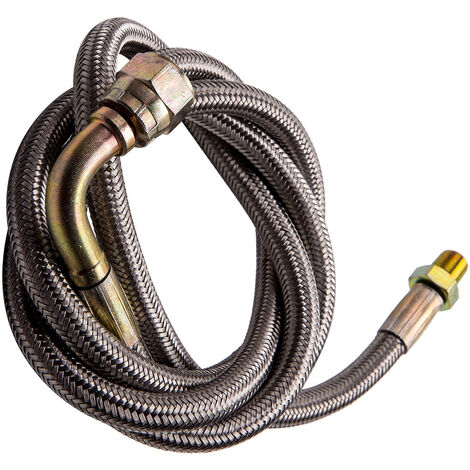 thumbnail interactive-video image 1 of Turbo Oil Feed Line Kit – 36" Braided Stainless – 1/8 NPT – Fits T3/T4, T04E, T61, T70 1 of 4