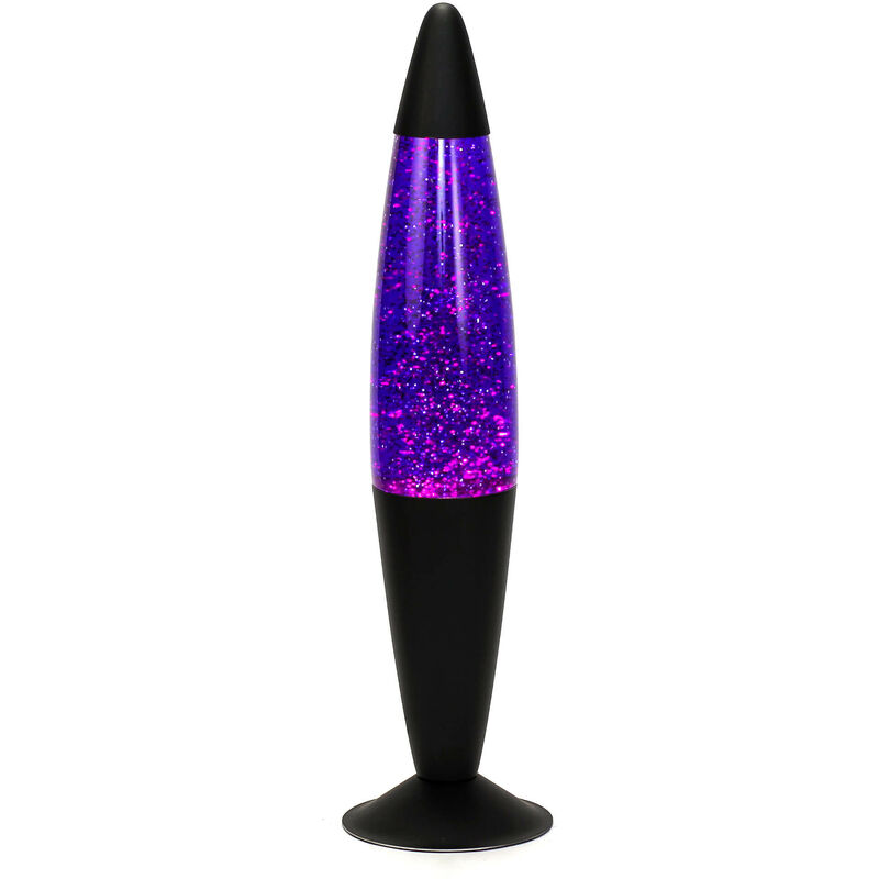 Lava Decorativa Jenny con brillantina negro 42 cm sobremesa estilo retro luz ambi violet glitter