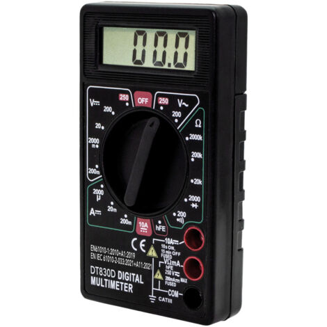 Tibelec – Multimètre digital compact 7 fonctions – Mesure tension 250V – Indice de sécurité CAT III – Testeur de diodes et continuité