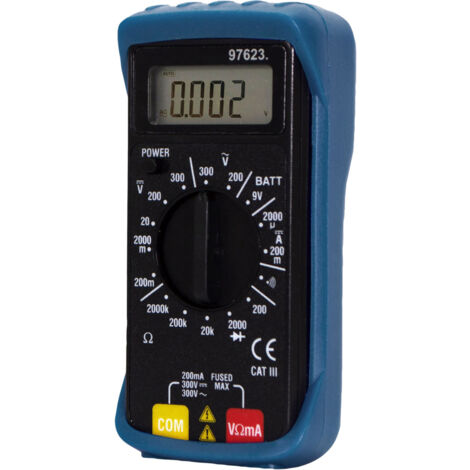 Tibelec – Multimètre digital de poche 6 fonctions 300V CAT III – Testeur de tension, intensité, résistance – Housse anti-choc incluse