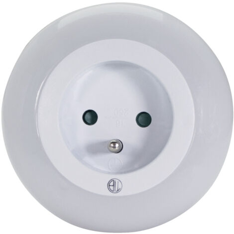 CORENSI Veilleuse LED crépusculaire enfichable + prise 2 pôles+terre