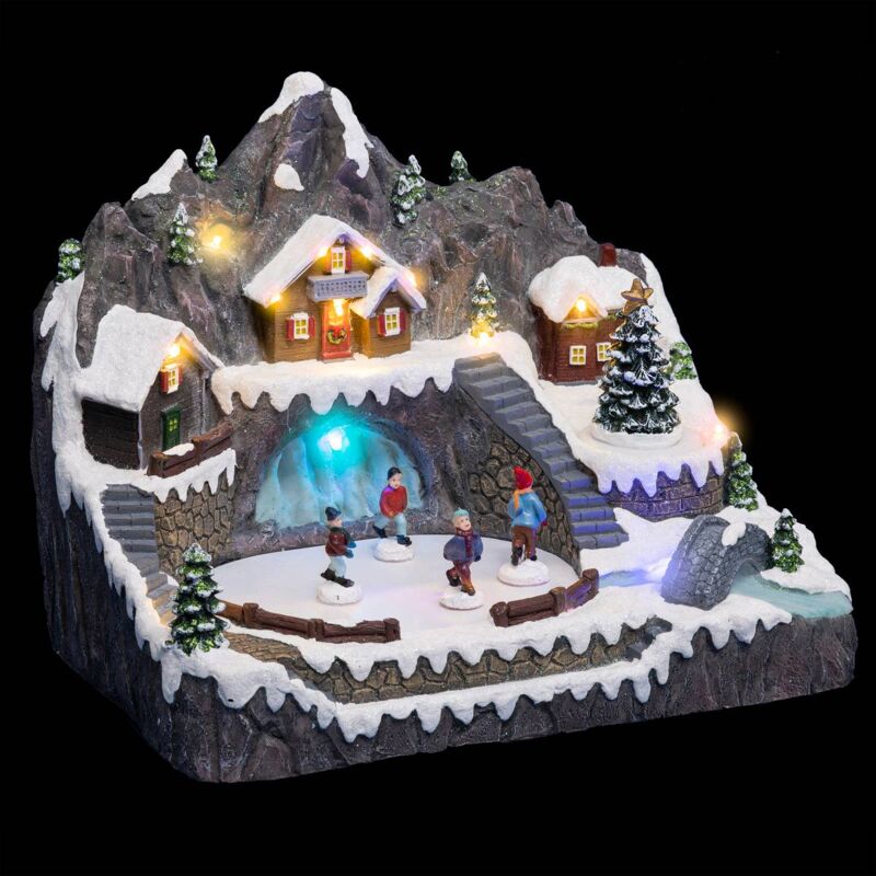 Village de Noël étang gelé animé musical 13 LED + transfo - Feeric lights & christmas