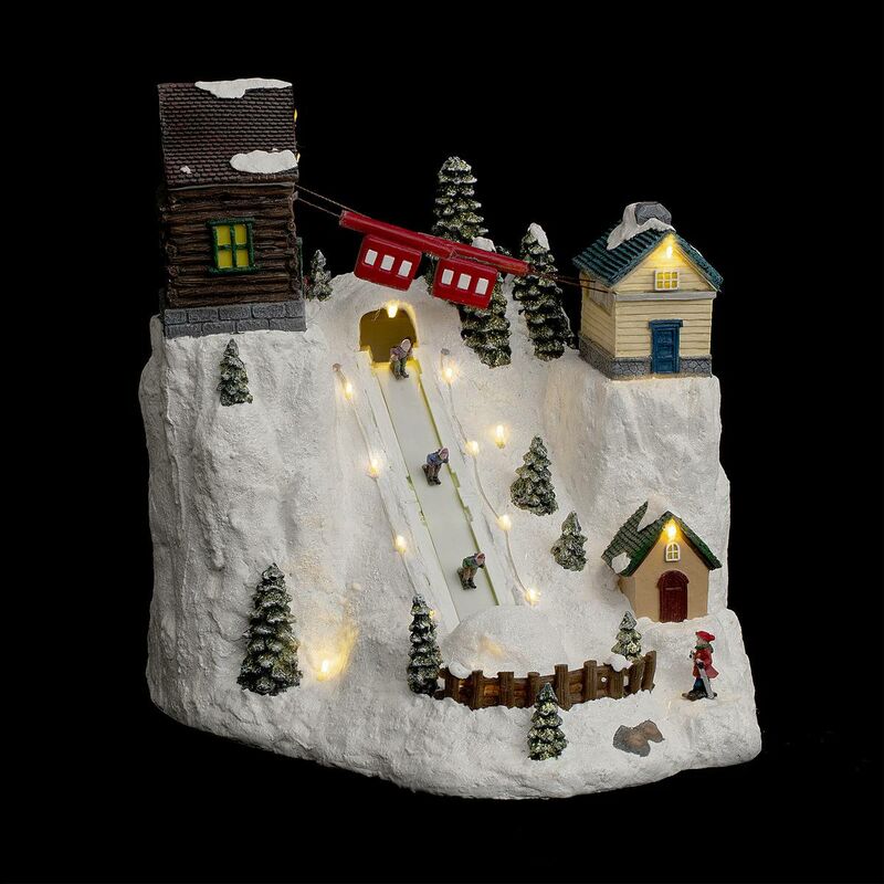 Village de Noël cours de ski animé musical 18 LED + transfo - Feeric lights & christmas