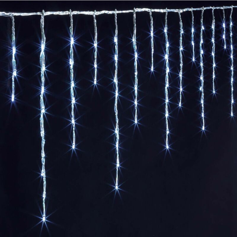 Rideau stalactites 180 LEDs 3,5 m lumière blanc chaud froid intérieur  extérieur