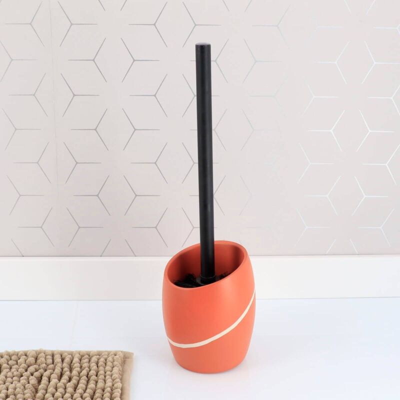 Tendance WC-Bürste – Gestreift, Aus Polyresin, In Terracotta-Farbe, Stylisches Badezimmer-Accessoire