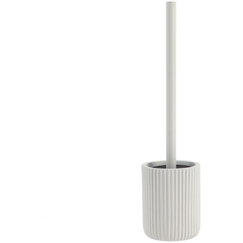 Brosse wc polyresine striee- blanc - Tendance