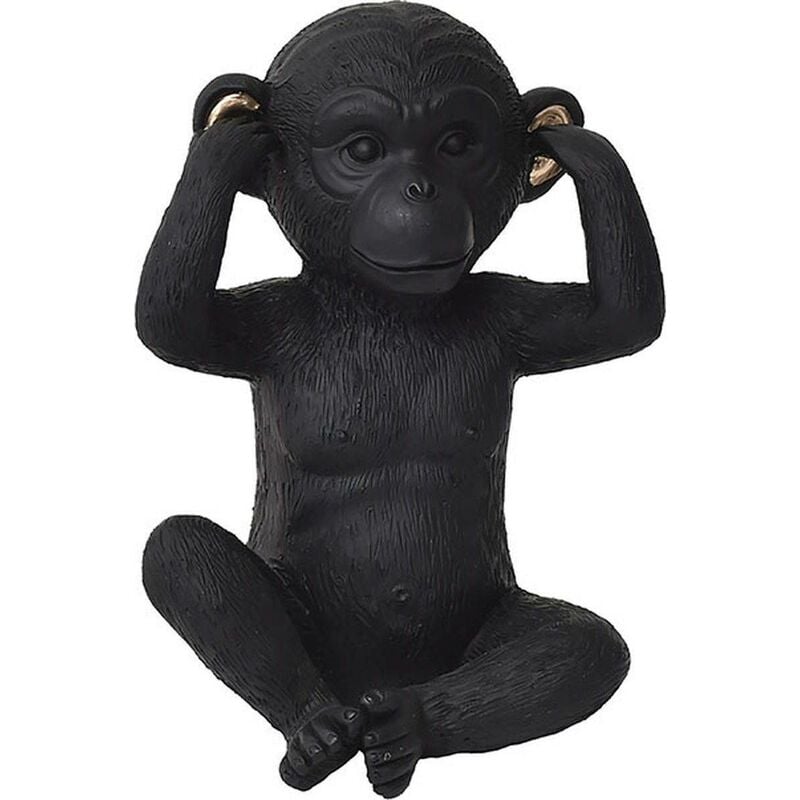 Singe de la sagesse en resine  - noir doree - Tendance
