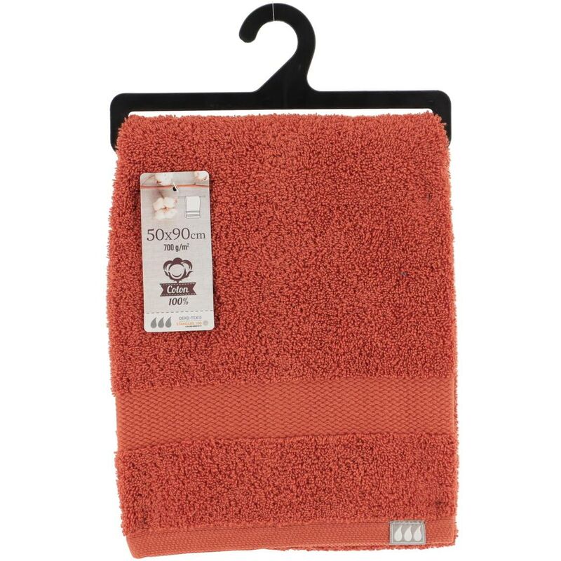 Serviette de toilette en coton bio coton terracotta 90x50