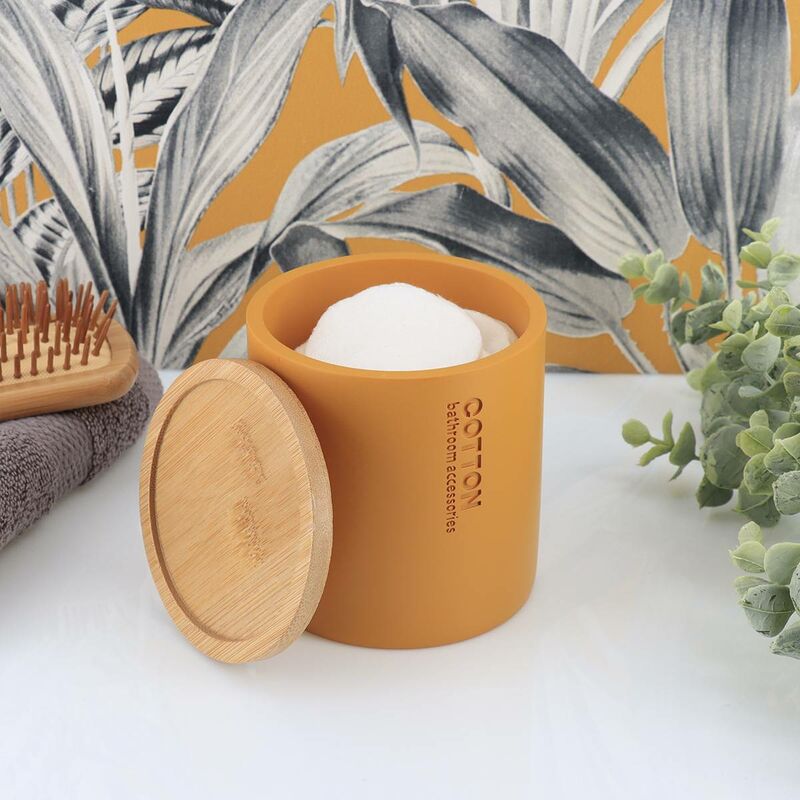 LATERN Lot De 6 Boîtes Cotons-Tiges Bambou 10oz – Distributeur Acrylique Transparent Avec Couvercle & Étiquettes – Salle De Bain Élégante