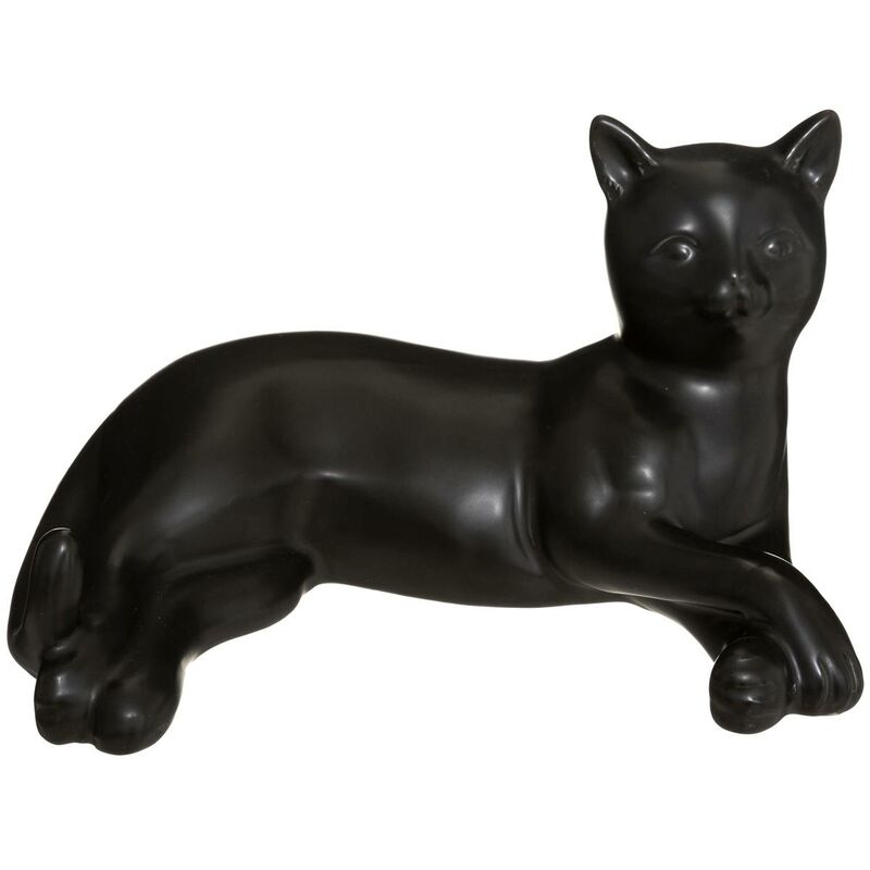 Statuette chat céramique noir H11 -5cm - Atmosphera créateur d'intérieur