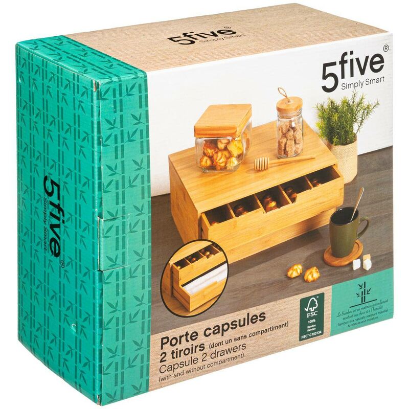5five - porte-capsules tiroir bambou