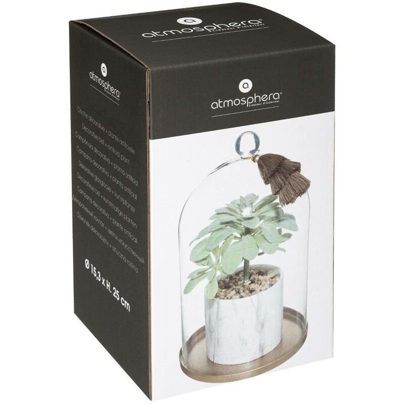 Plante artificielle suspendre avec cloche Suite m tal H25cm