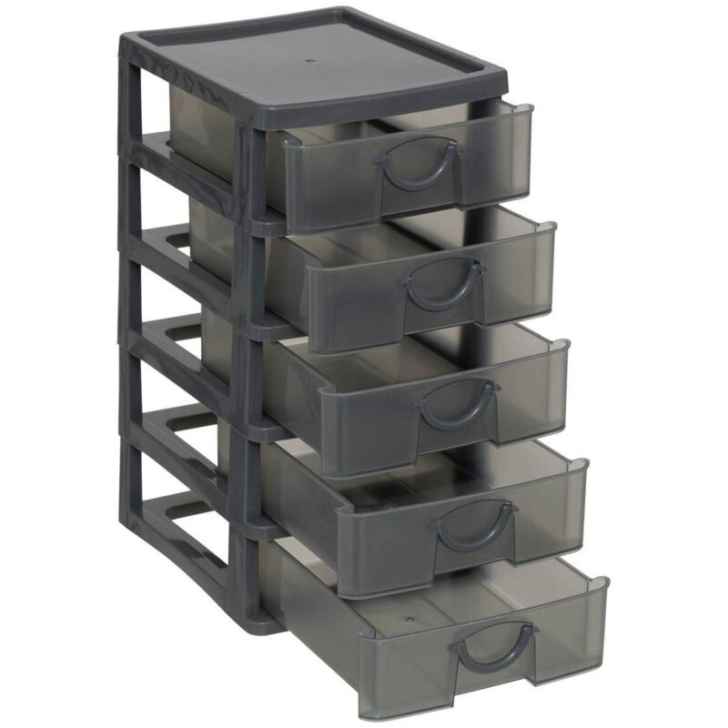 Tour De Rangement Plastique Iris Ohyama 3 Tiroirs Noir - Grand Format A4 A5 A6 Idéal Bureau