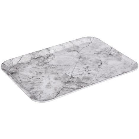 Plateau rectangulaire angulaire 33x43cm effet marbre blanc - 5five