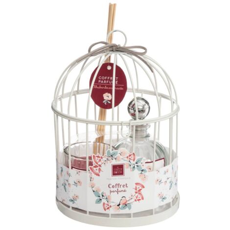 Coffret Senteur Poésie Zen Cage en métal , Diffuseur de parfum et Bougie parfumée - Atmosphera
