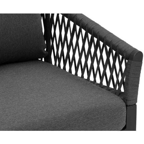 Salon de jardin Oriengo anthracite & graphite 5 places en aluminium traité époxy - Hespéride