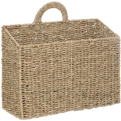 Atmosphera – Panier de rangement à suspendre H 40 cm – Paille tressée et acier – Forme rectangulaire – Dimensions L. 37 x P. 14 cm (1/6)