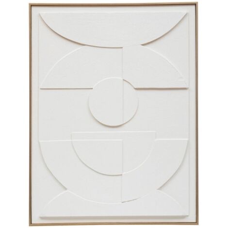 Toile Décorative 3D Catalina 60x60 Cm - Blanc, Relief, En MDF Et Polystyrène, Prête à Accrocher