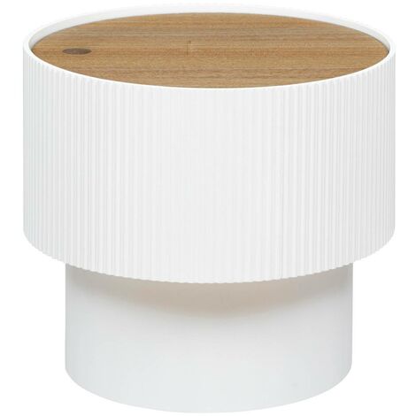 Atmosphera – Table basse coffre D38 en placage frêne blanc – Design nordique – Dimensions D. 38,5 x H. 35 cm – Rangement intégré pour petits espaces