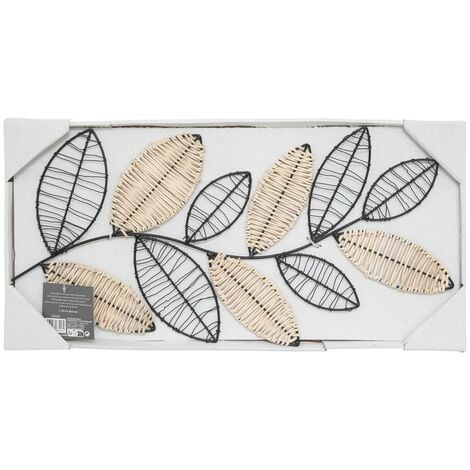 Déco murale Aurore en métal & rotin 56x29cm noir - Atmosphera créateur d'intérieur
