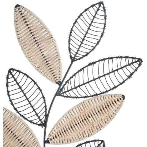 Déco murale Aurore en métal & rotin 56x29cm noir - Atmosphera créateur d'intérieur