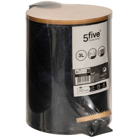 Poubelle soft close métal 3l lea noir effet marbre - 5five