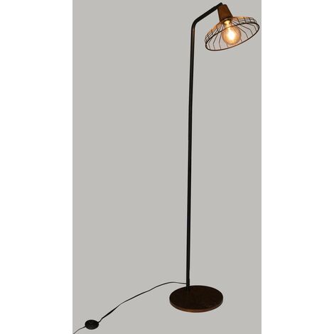 Lampadaire Bois Et Metal Noir
