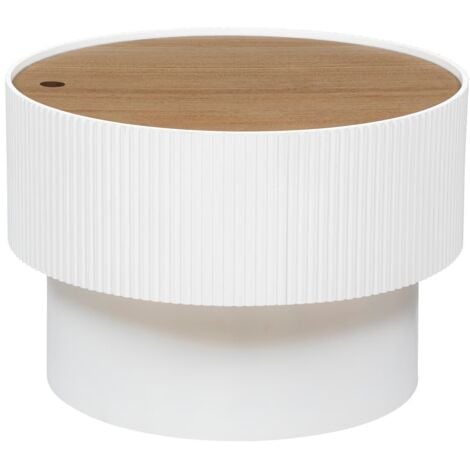 Table basse Enola en placage frêne D55cm blanc - Atmosphera créateur d'intérieur