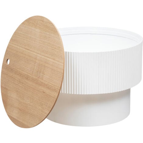 Table basse Enola en placage frêne D55cm blanc - Atmosphera créateur d'intérieur