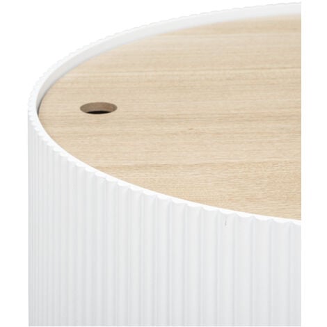 Table basse Enola en placage frêne D55cm blanc - Atmosphera créateur d'intérieur