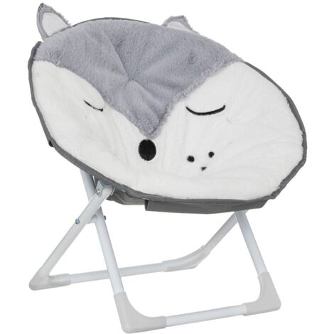 Atmosphera – Fauteuil enfant pliant renard gris – Dimensions 40,5 x 23,5 x 51 cm – Poids léger 1,62 kg – Pieds antidérapants pour sécurité
