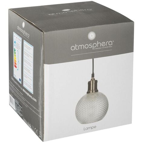 Suspension boule verre strié vent D15 - Atmosphera créateur d'intérieur