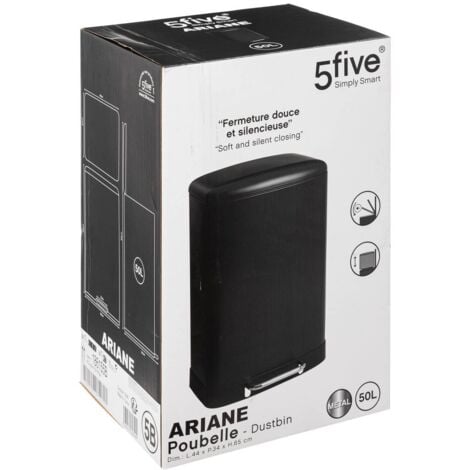 Poubelle à pédale ariane métal 50l noir - 5five