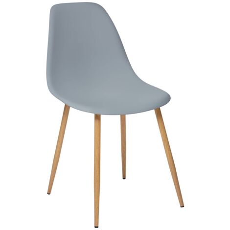 Atmosphera – Chaise PP Taho gris – Design scandinave moderne – Hauteur d'assise 46 cm – Pieds en métal imitation bois – Dimensions L. 52 x P. 46 x H. 86 cm (1/5)