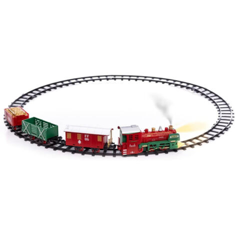 Fééric Lights And Christmas – Train de Noël à vapeur lumineux – 20 pièces – Longueur 124 cm – Effet musical et vapeur – Décoration festive (1/2)