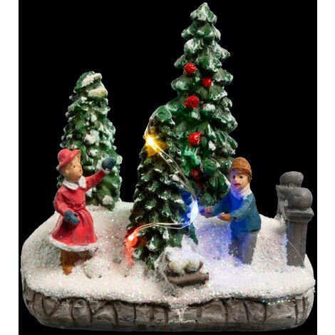 Village de Noël lumineux Scène de vie avec Personnages et sapins - Feeric Christmas