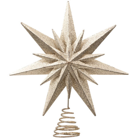 Déco Sapin de Noël Cimier Etoile double dorée pailletée - Feeric Christmas
