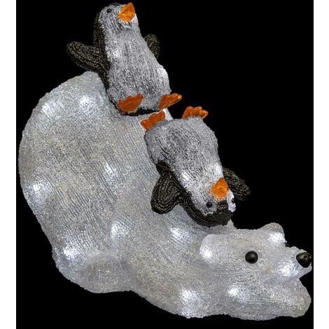 Ours et pingouin lumineux extérieur H35cm 80 LED + transfo - Feeric lights & christmas