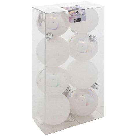 Déco de sapin Lot de 8 Boules de Noël D 7 cm - Blanc et Neige - Feeric Christmas (1/4)
