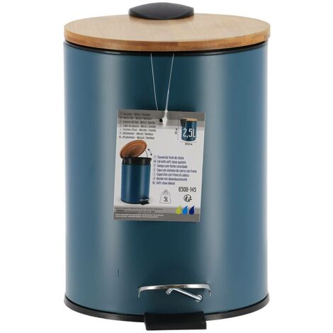 Poubelle  metal frein de chute 2,5l - vert imperial   bambou - Tendance