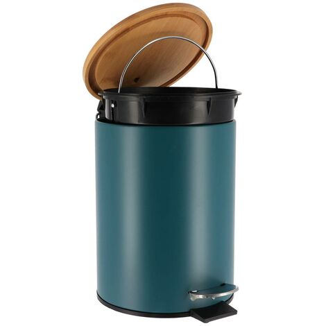 Poubelle  metal frein de chute 2,5l - vert imperial   bambou - Tendance