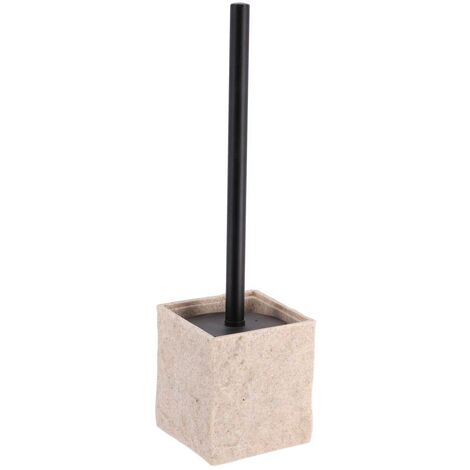 Brosse wc polyresine carree effet pierre tige noir mat - naturel - Tendance (1/2)