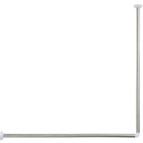 Tendance – Barre de douche d'angle 90 x 90 cm en acier inoxydable – Finition chrome résistante à la rouille – Supporte rideaux de douche