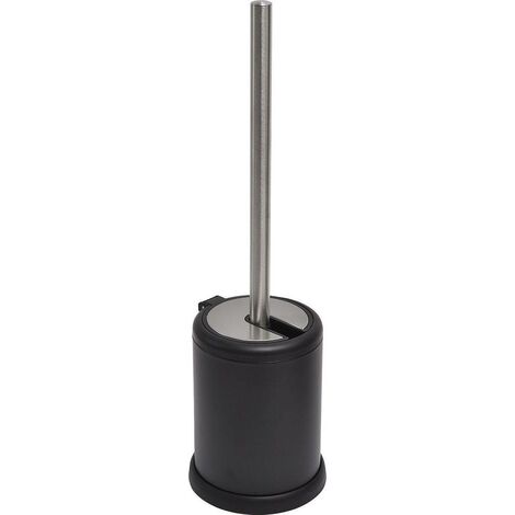Brosse wc metal couvercle rabattable - noir mat - Tendance (1/2)